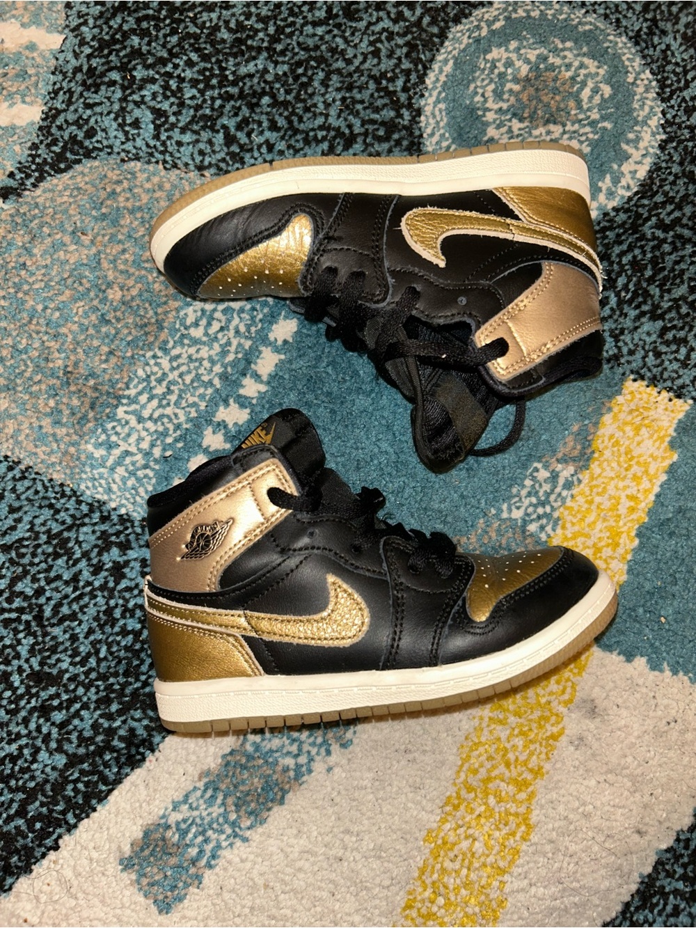 Nike Kids Black and Gold High-Top Sneakers